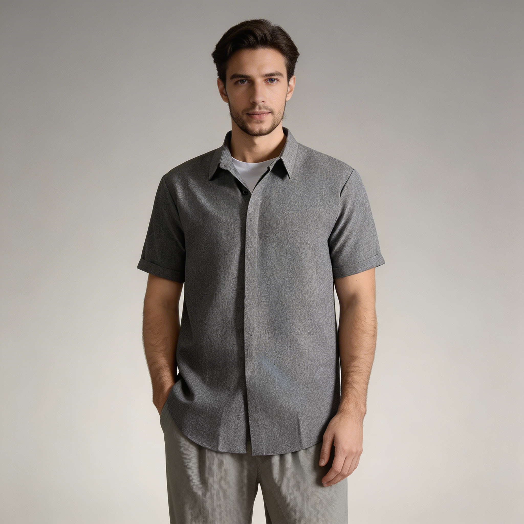 Enrico | Camicia Uomo Maniche Corte Misto Cotone e Lino