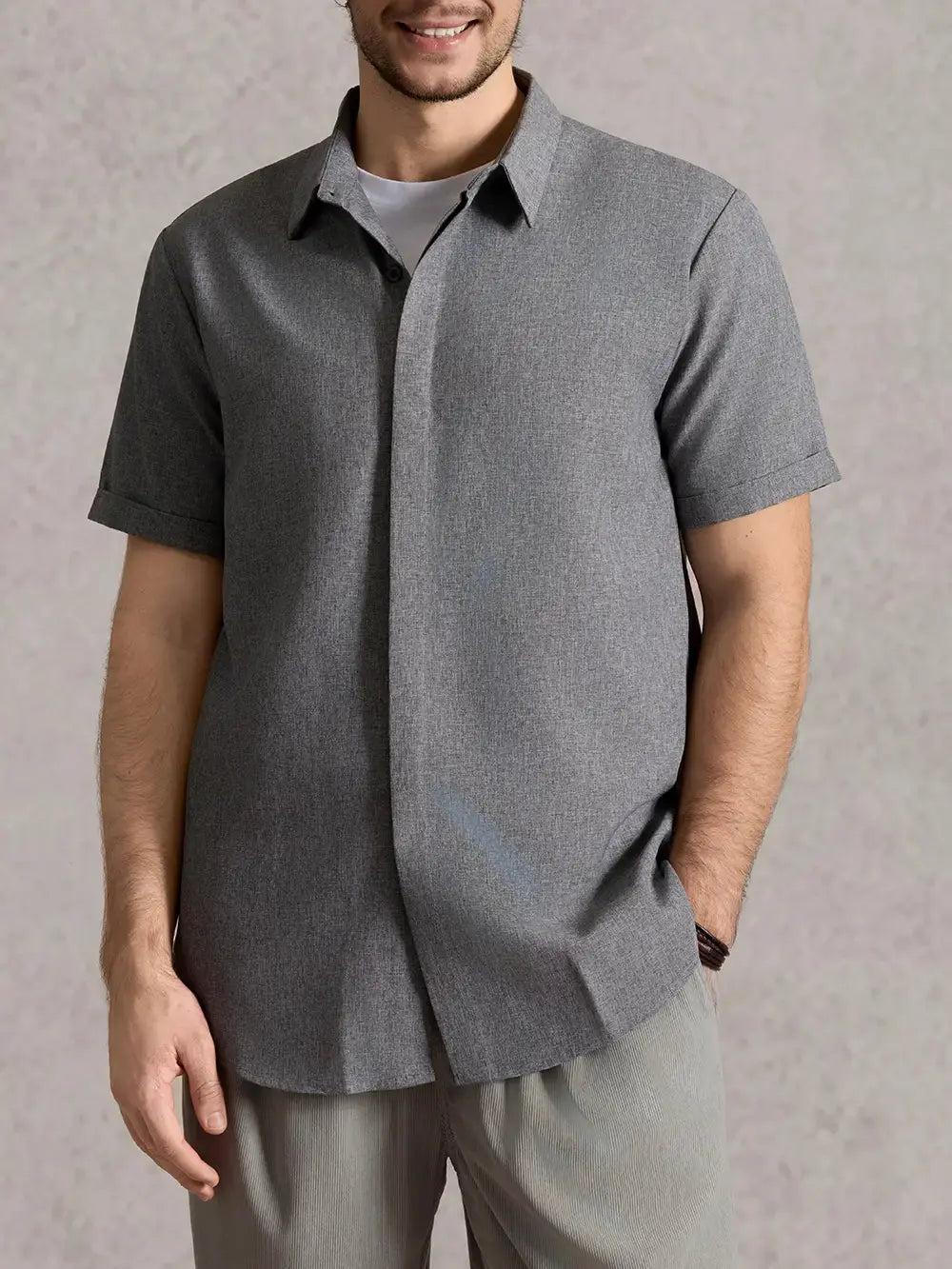 Enrico | Camicia Uomo Maniche Corte Misto Cotone e Lino