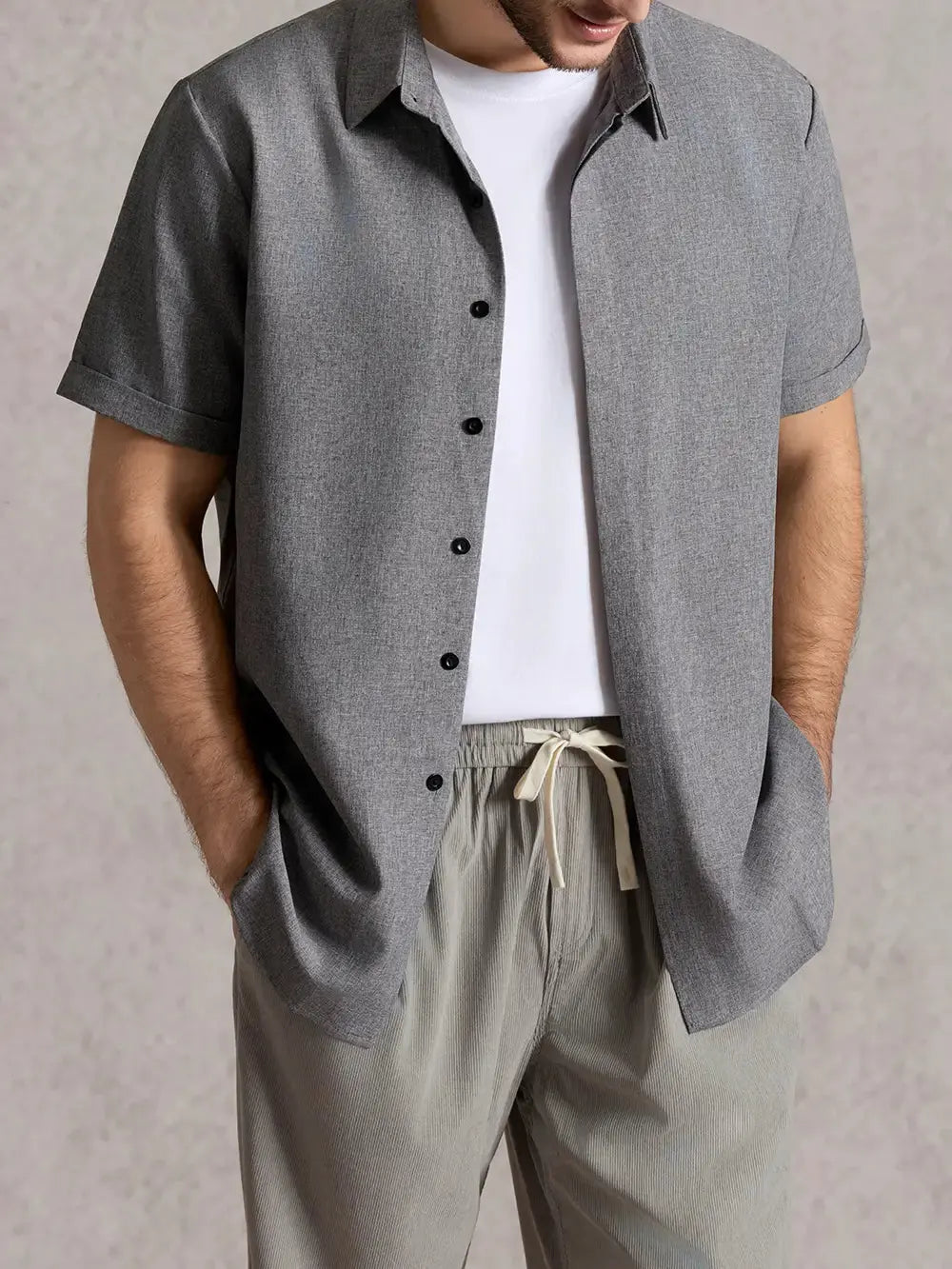 Enrico | Camicia Uomo Maniche Corte Misto Cotone e Lino