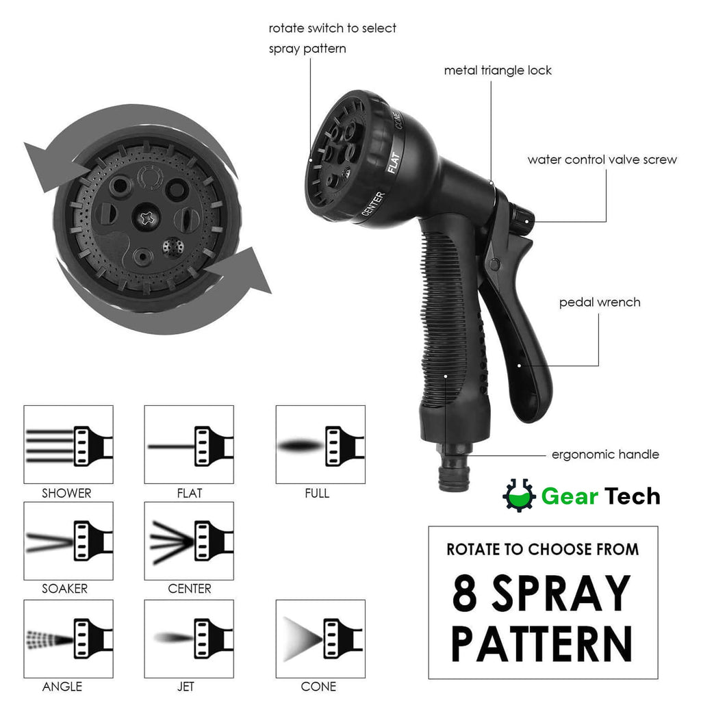 Expandable Garden Hose with 8-Pattern Spray Nozzle Brass Connectors and Anti-Kink Design - Image 5