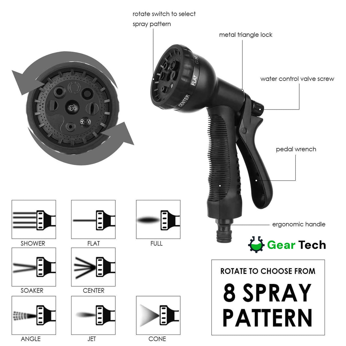 Expandable Garden Hose with 8-Pattern Spray Nozzle Brass Connectors and Anti-Kink Design - Image 5
