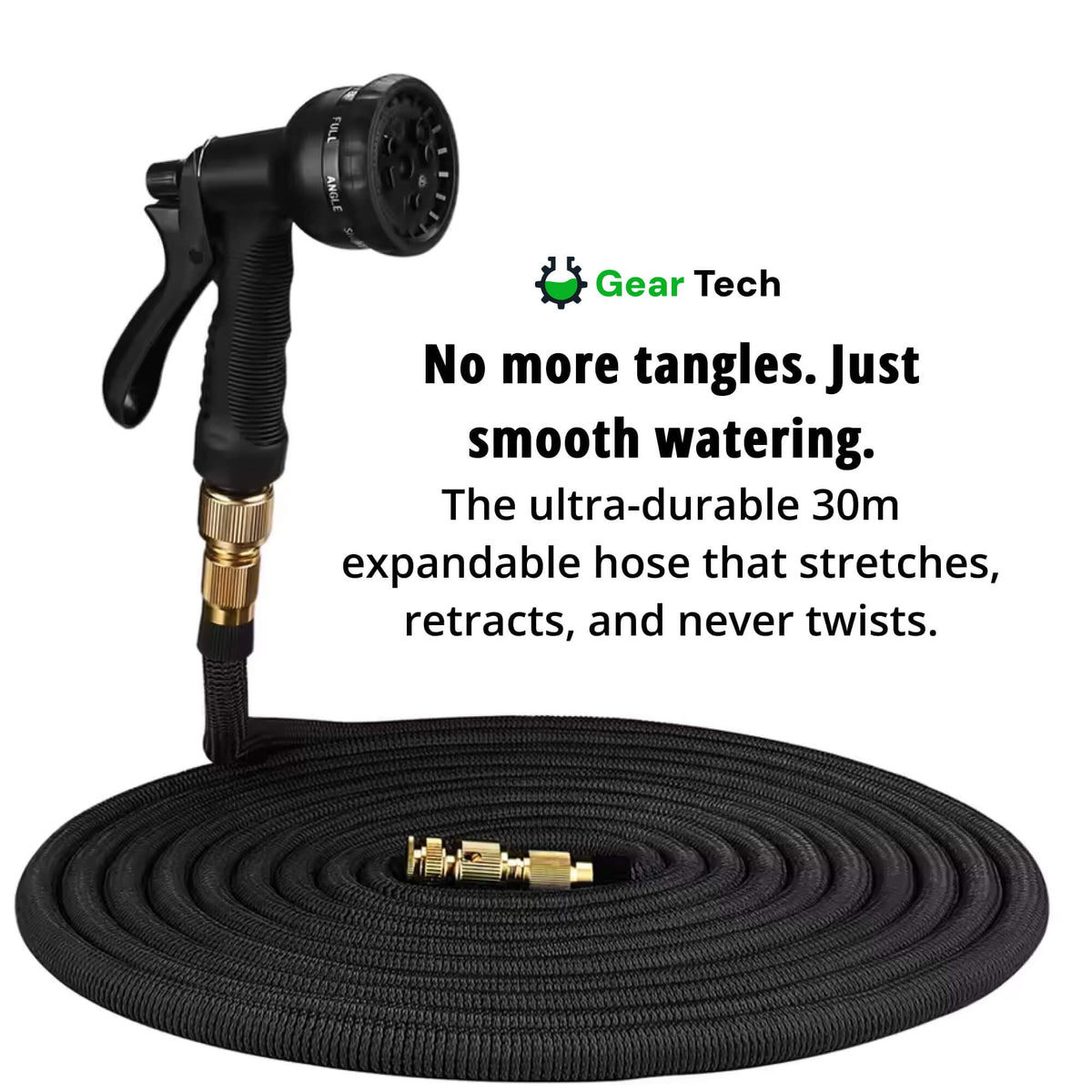 Expandable Garden Hose with 8-Pattern Spray Nozzle Brass Connectors and Anti-Kink Design - Image 8