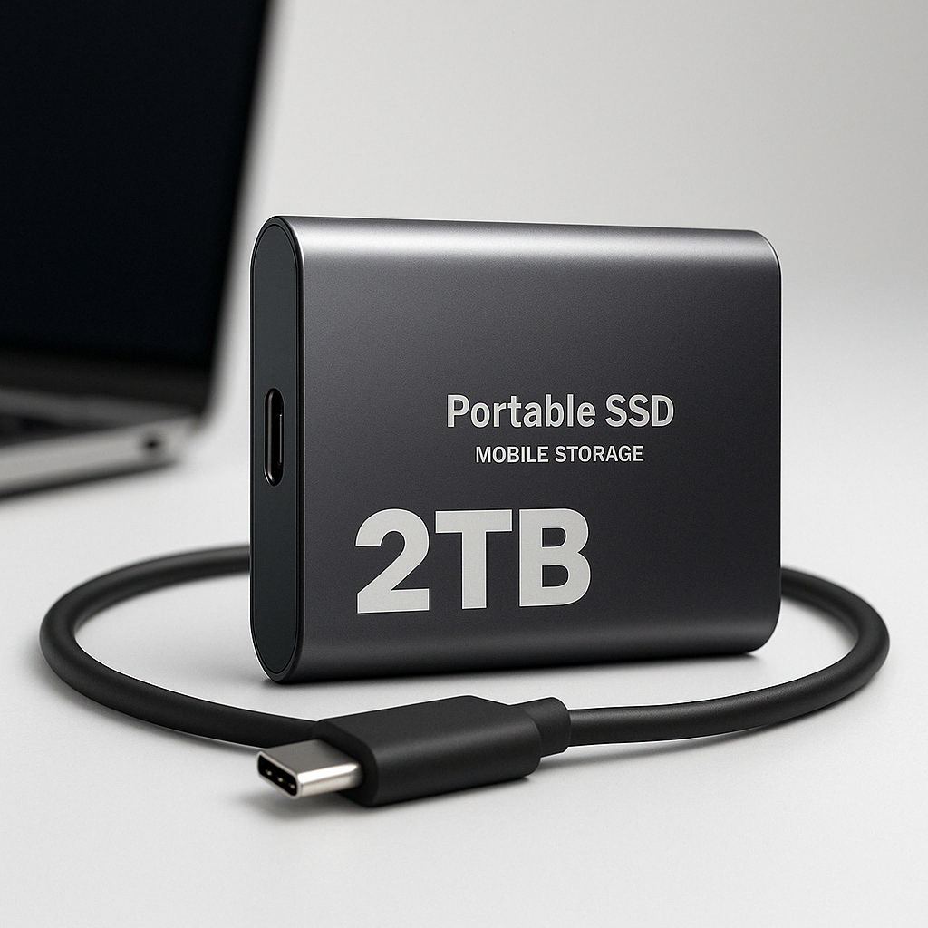 External Ssd Portable Solid State Drive with Usb-C Cable for Fast File Transfer - Image 1