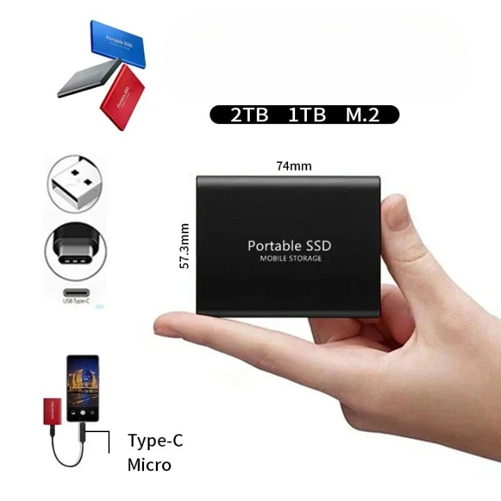 External Ssd Portable Solid State Drive with Usb-C Cable for Fast File Transfer - Image 4