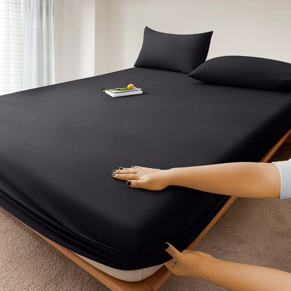 Extra Deep Fitted Bed Sheet with Wrinkle-Resistant Smooth Matte Fabric and Elasticated Corners - Image 34