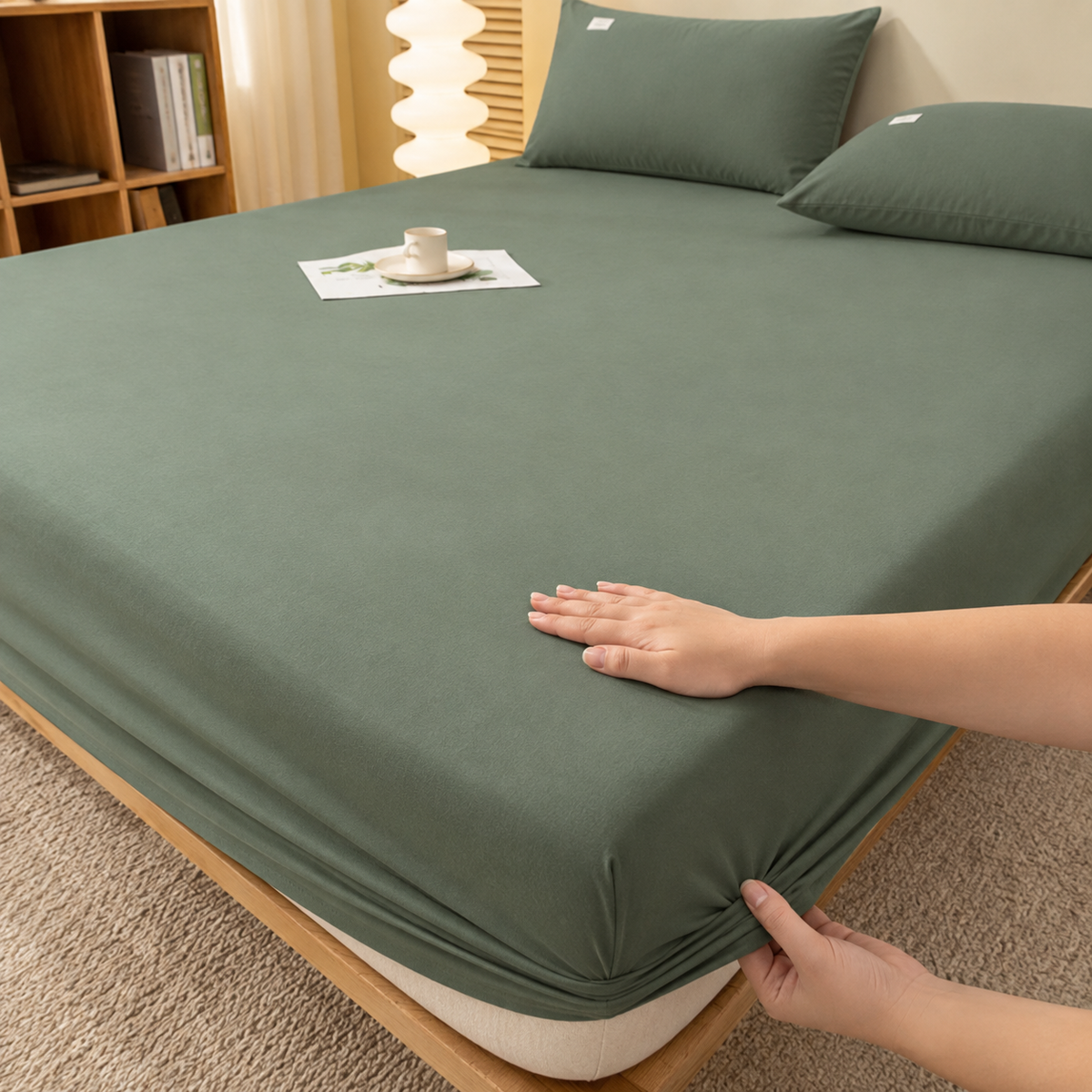 Extra Deep Fitted Bed Sheet with Wrinkle-Resistant Smooth Matte Fabric and Elasticated Corners - Image 52