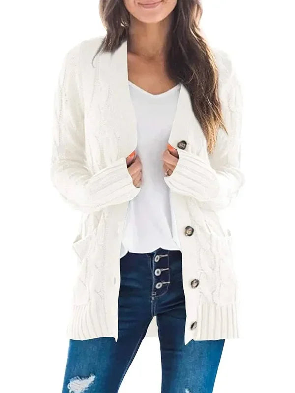 Cardigan casual da donna effetto maglia per autunno e inverno