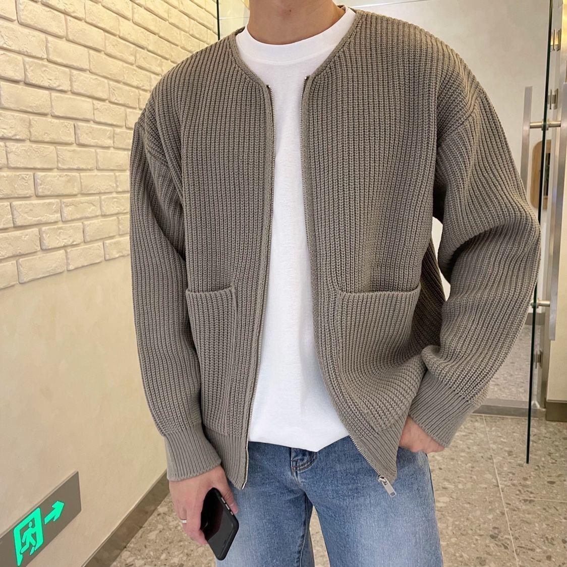 Cardigan da uomo in maglia per stratificazione quotidiana