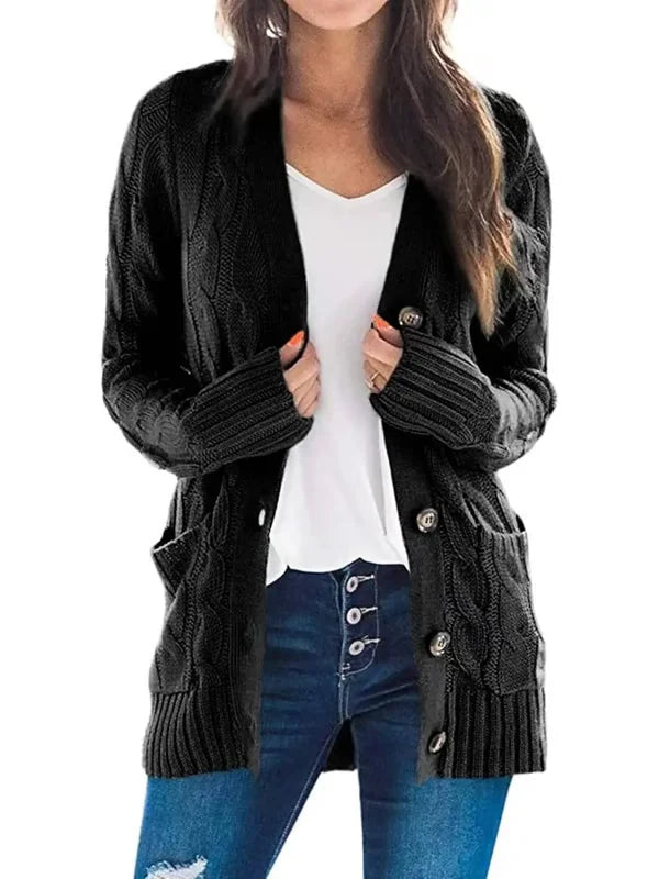 Cardigan casual da donna effetto maglia per autunno e inverno