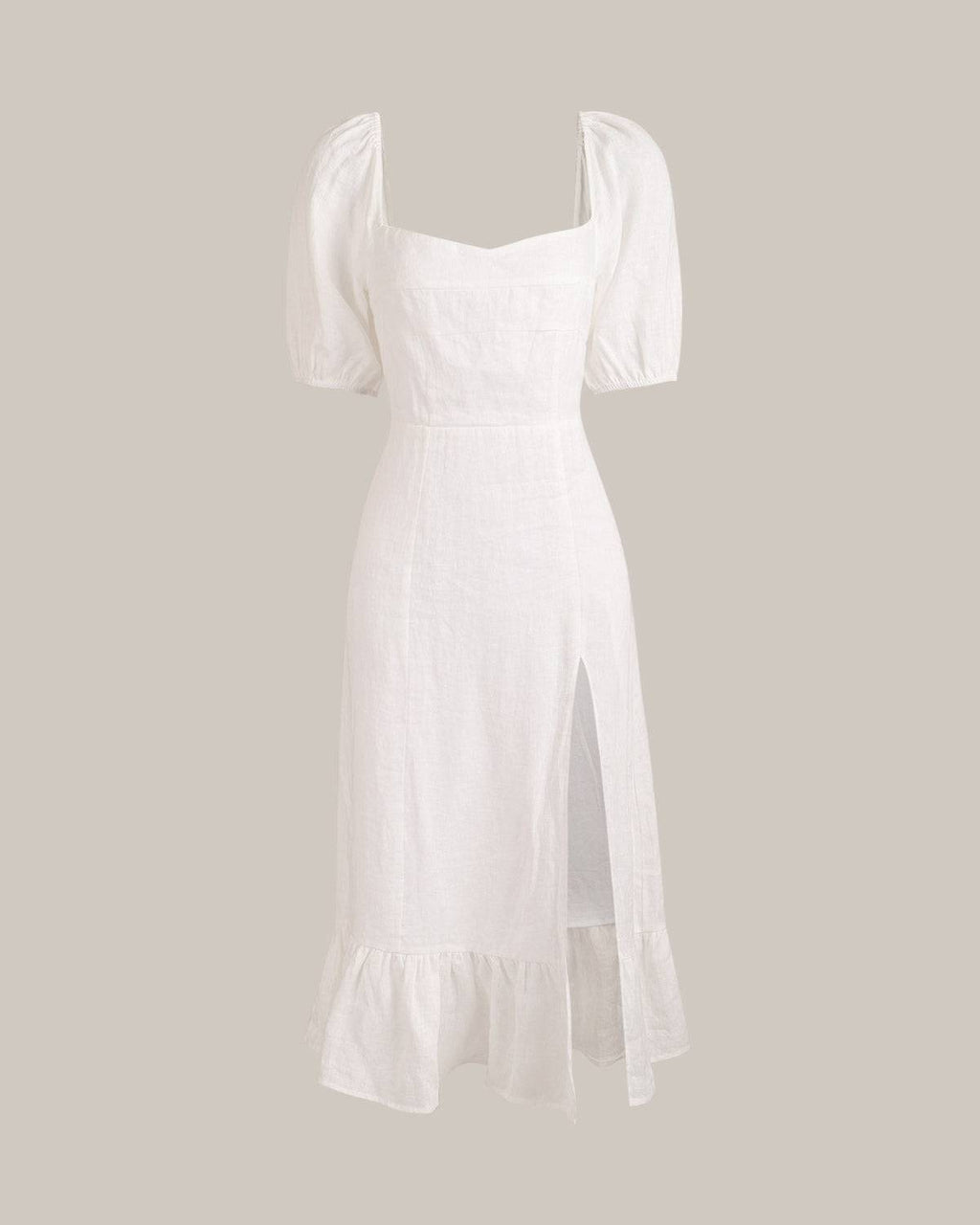 Federica | Abito Midi Donna Lino Elegante Scollo Quadrato
