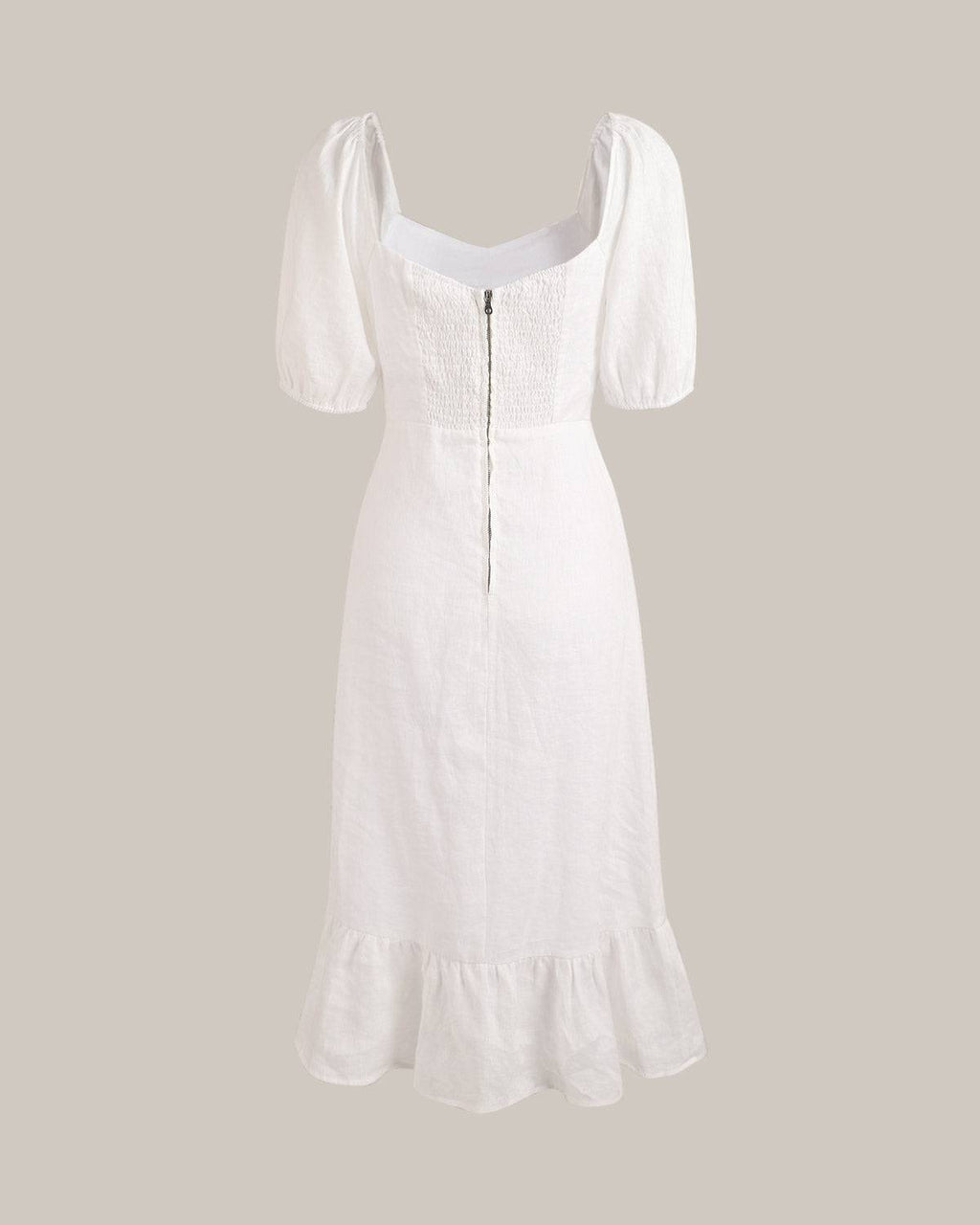 Federica | Abito Midi Donna Lino Elegante Scollo Quadrato