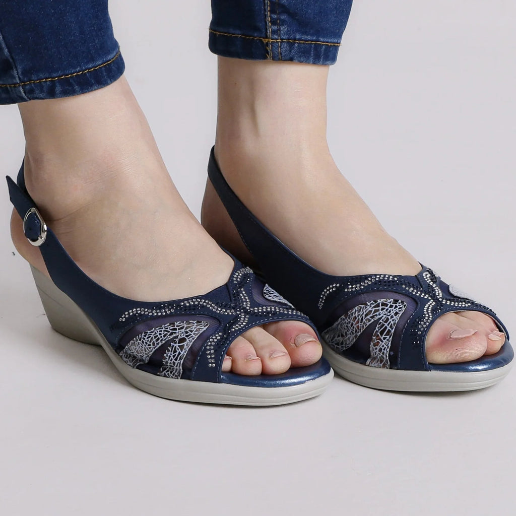 Federica | Sandali Donna Zeppa Bassa Blu
