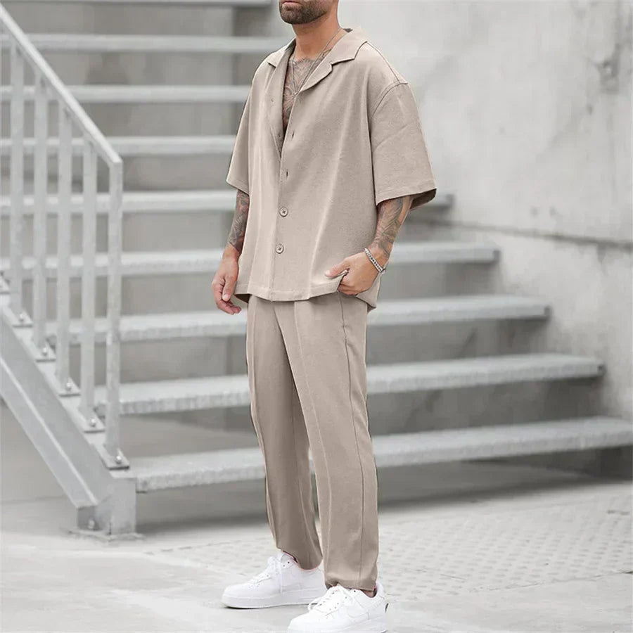 Federico | Completo Uomo Camicia Pantaloni Estivo Grigio