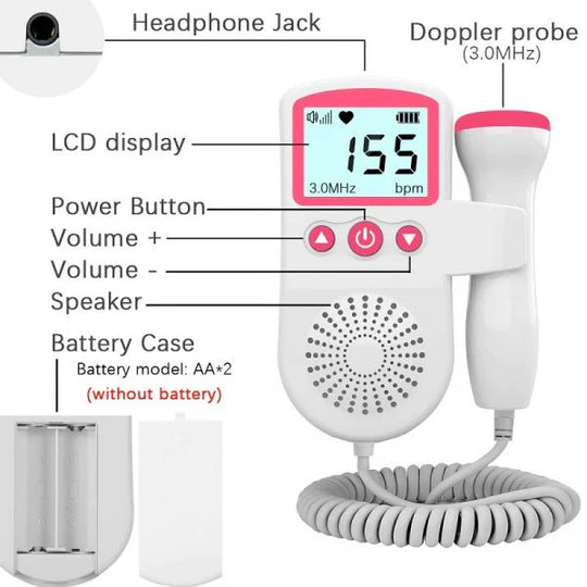 Fetal Doppler with Lcd Display and Speaker for Home Heart Rate Monitoring - Image 6