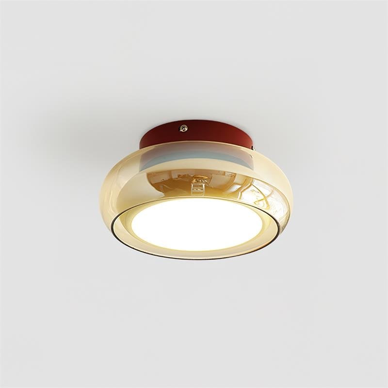 Flush Mount Ceiling Light with Amber Glass Shade Integrated LED - Image 5