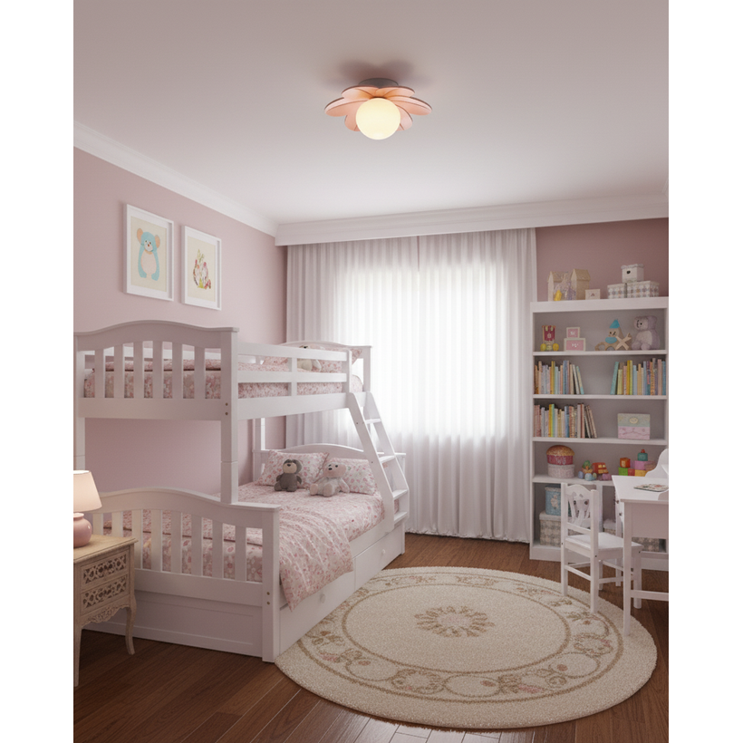 Flush Mount Ceiling Light with Frosted Glass Flower Petals and Diffused Ambient Lighting - Image 12