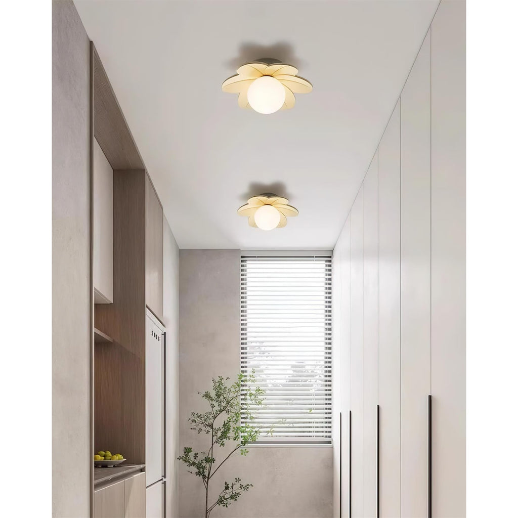 Flush Mount Ceiling Light with Frosted Glass Flower Petals and Diffused Ambient Lighting - Image 3