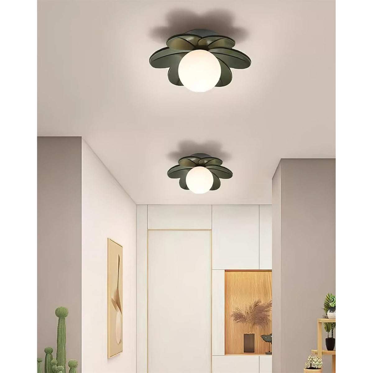 Flush Mount Ceiling Light with Frosted Glass Flower Petals and Diffused Ambient Lighting - Image 6