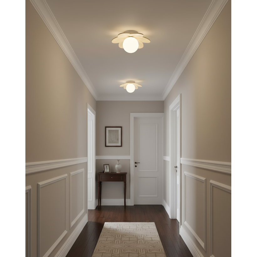 Flush Mount Ceiling Light with Frosted Glass Flower Petals and Diffused Ambient Lighting - Image 7