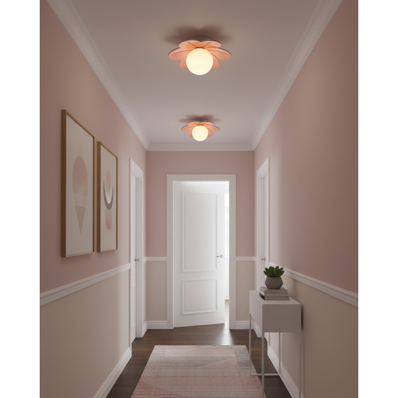 Flush Mount Ceiling Light with Frosted Glass Flower Petals and Diffused Ambient Lighting - Image 9