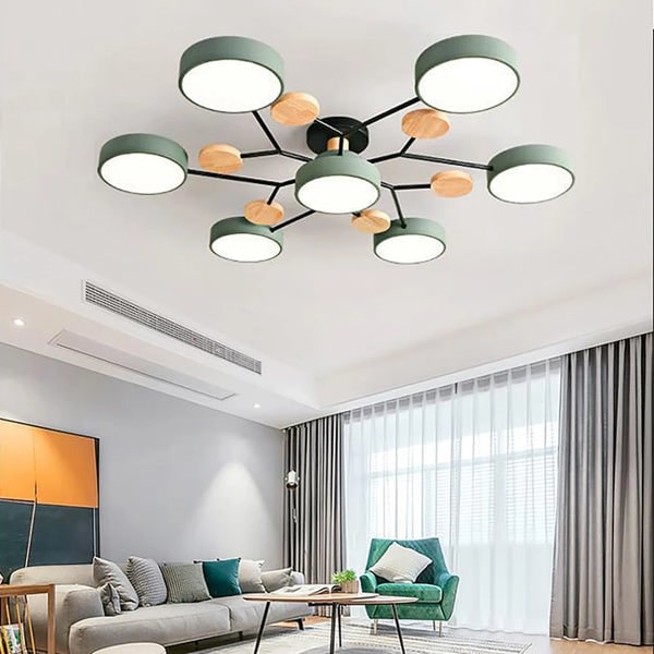 Flush Mount Ceiling Light with Semi Modern Design and Wood Accents Multi-Head - Image 1