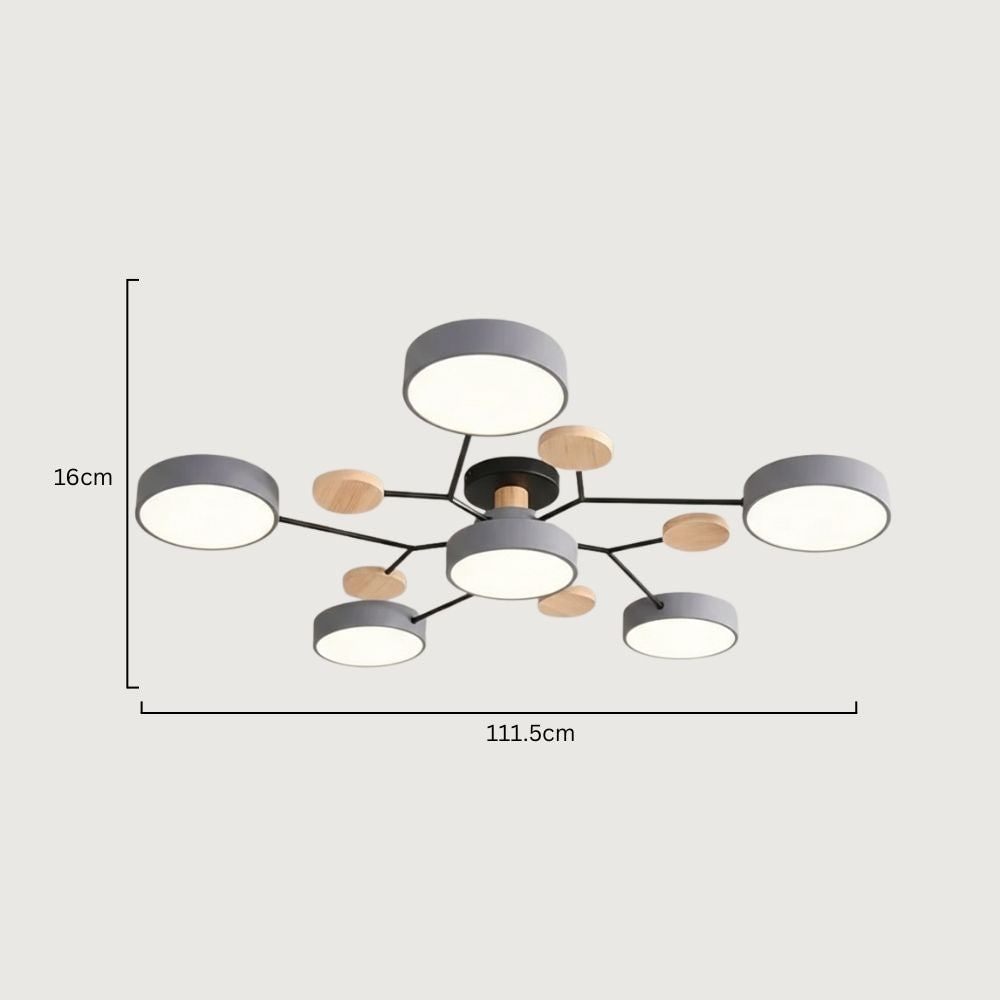 Flush Mount Ceiling Light with Semi Modern Design and Wood Accents Multi-Head - Image 10