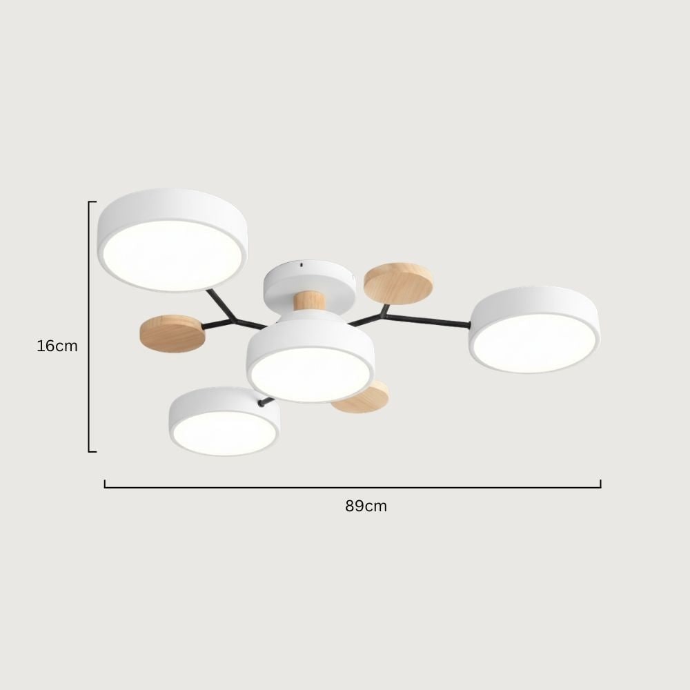 Flush Mount Ceiling Light with Semi Modern Design and Wood Accents Multi-Head - Image 11