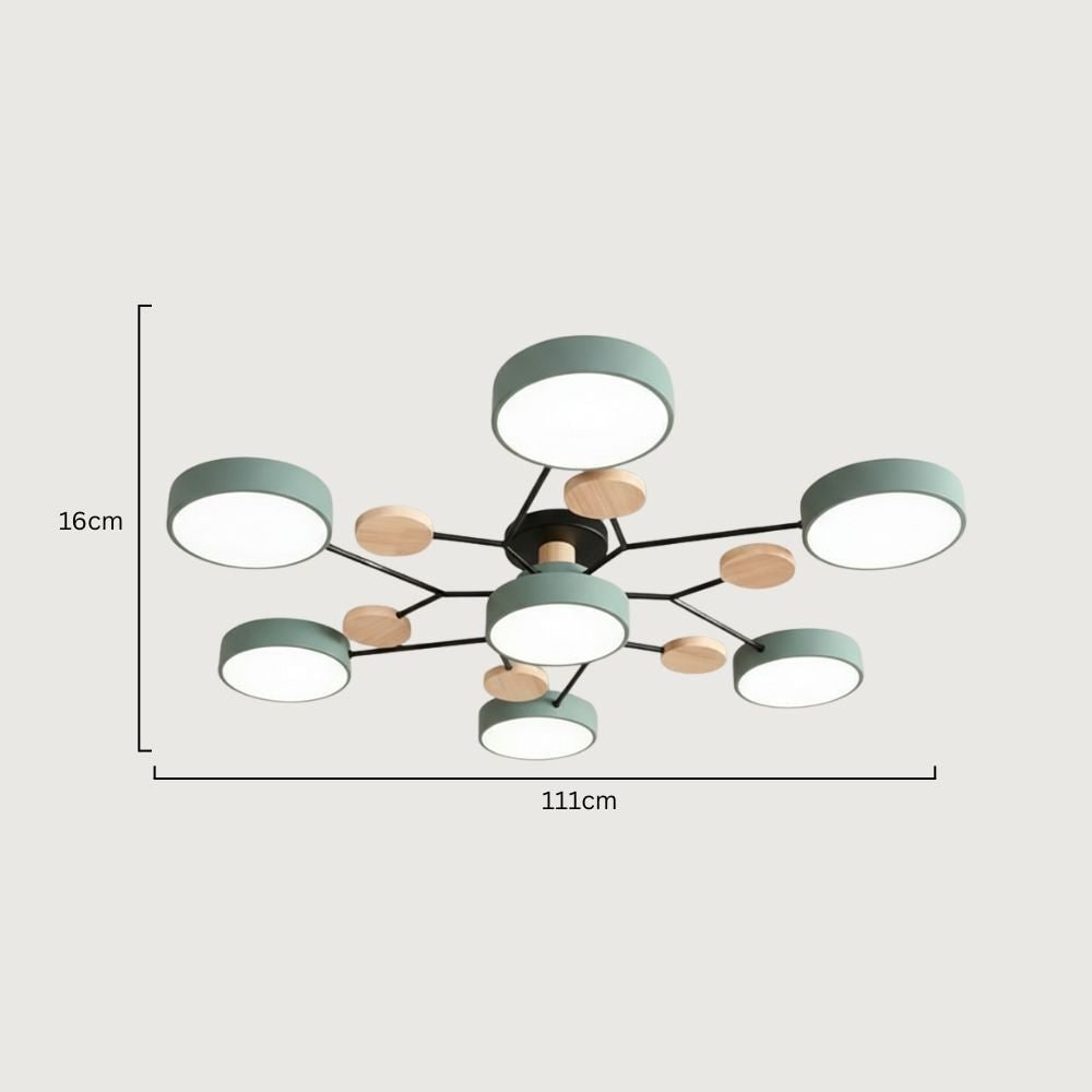 Flush Mount Ceiling Light with Semi Modern Design and Wood Accents Multi-Head - Image 12