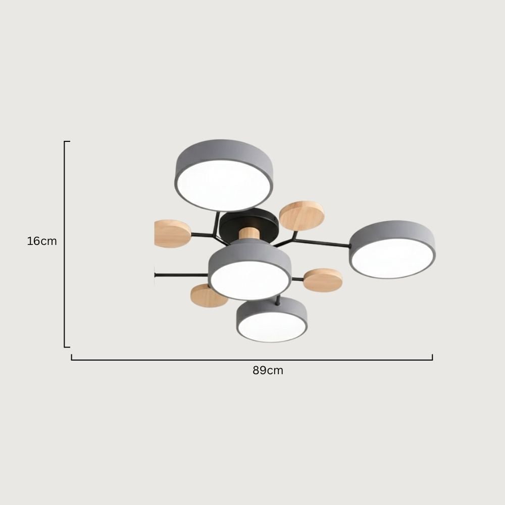 Flush Mount Ceiling Light with Semi Modern Design and Wood Accents Multi-Head - Image 13