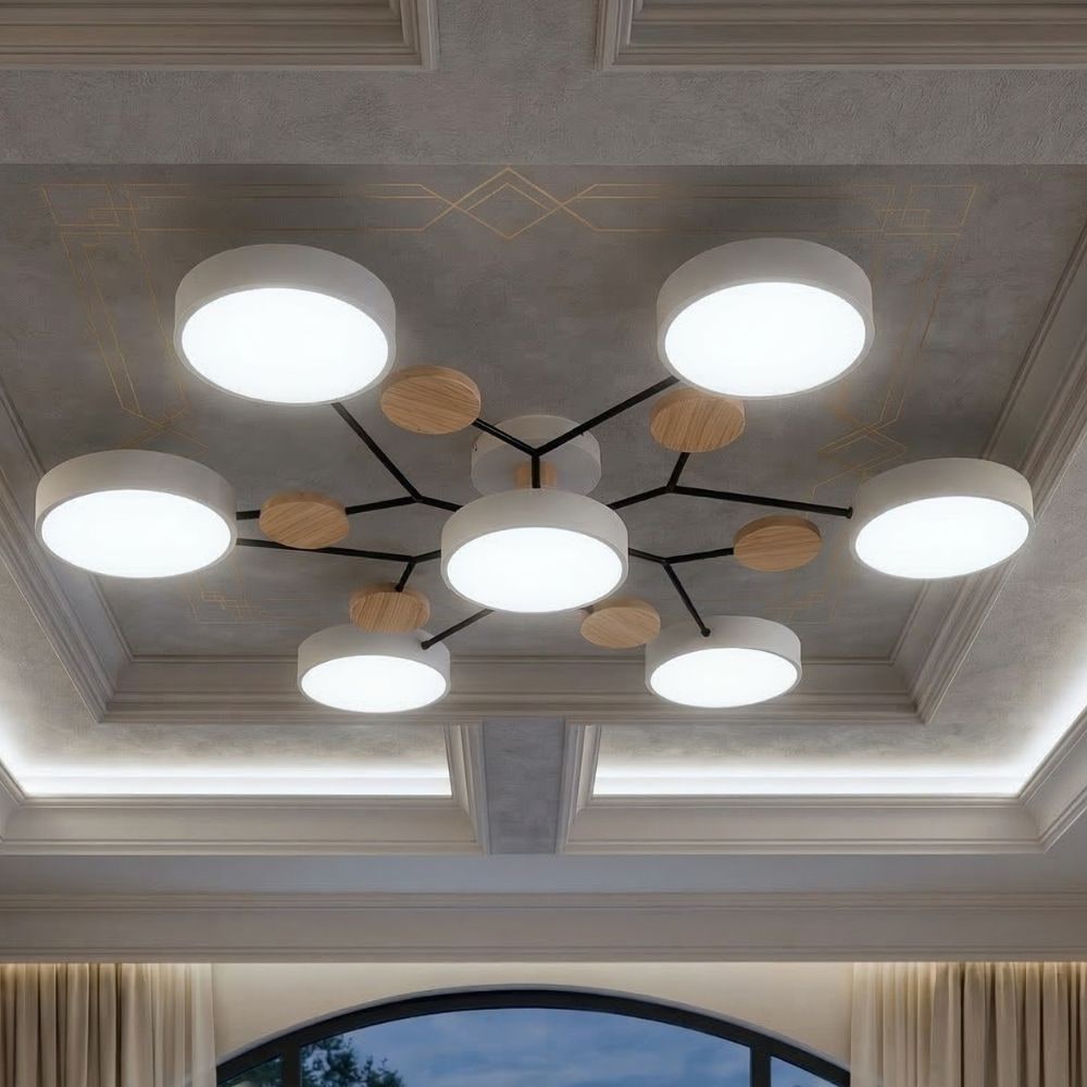 Flush Mount Ceiling Light with Semi Modern Design and Wood Accents Multi-Head - Image 17