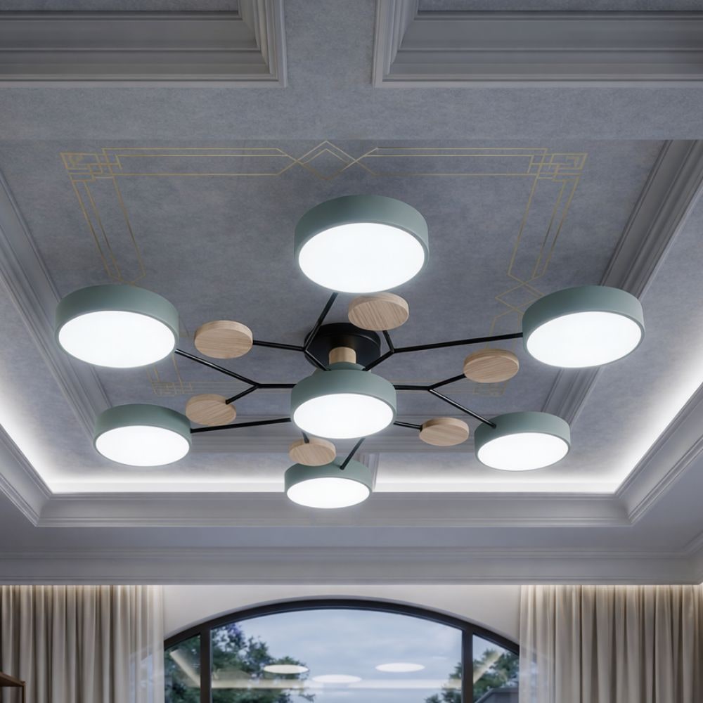 Flush Mount Ceiling Light with Semi Modern Design and Wood Accents Multi-Head - Image 29