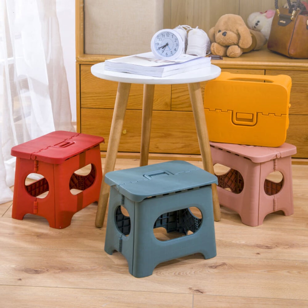 Folding Step Stool with Handle Portable Lightweight Plastic for Kitchen and Home - Image 2