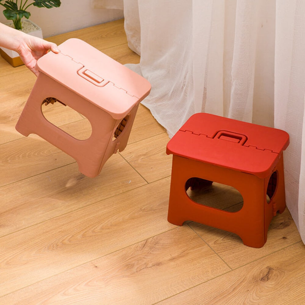 Folding Step Stool with Handle Portable Lightweight Plastic for Kitchen and Home - Image 3