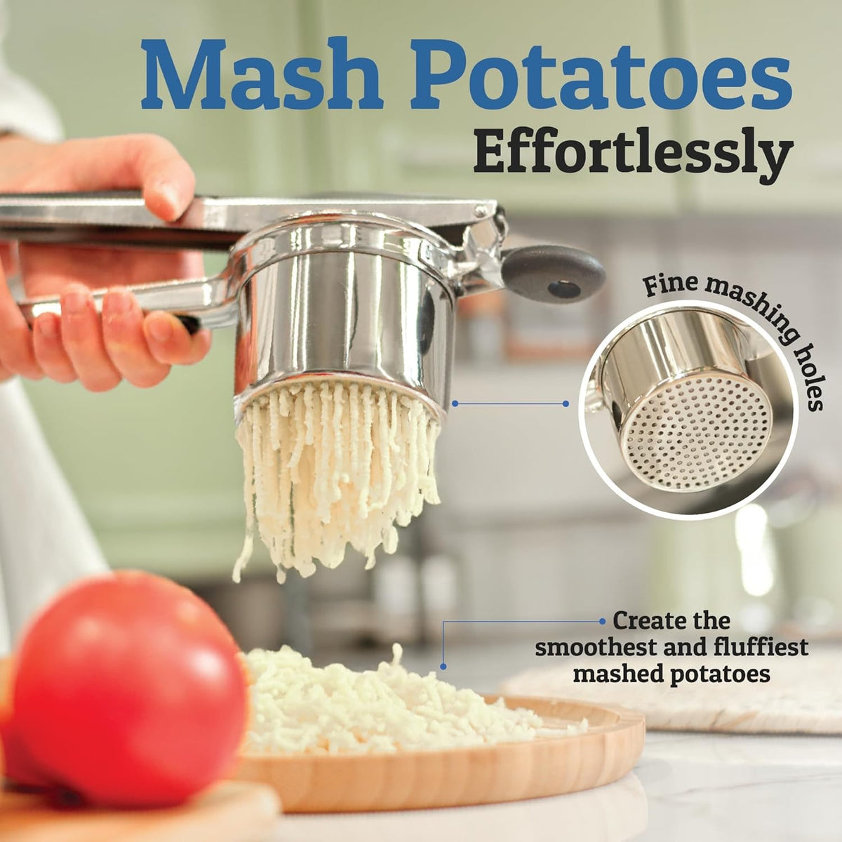 Food Ricer with Stainless Steel Construction and Interchangeable Discs for Mashed Potatoes - Image 12
