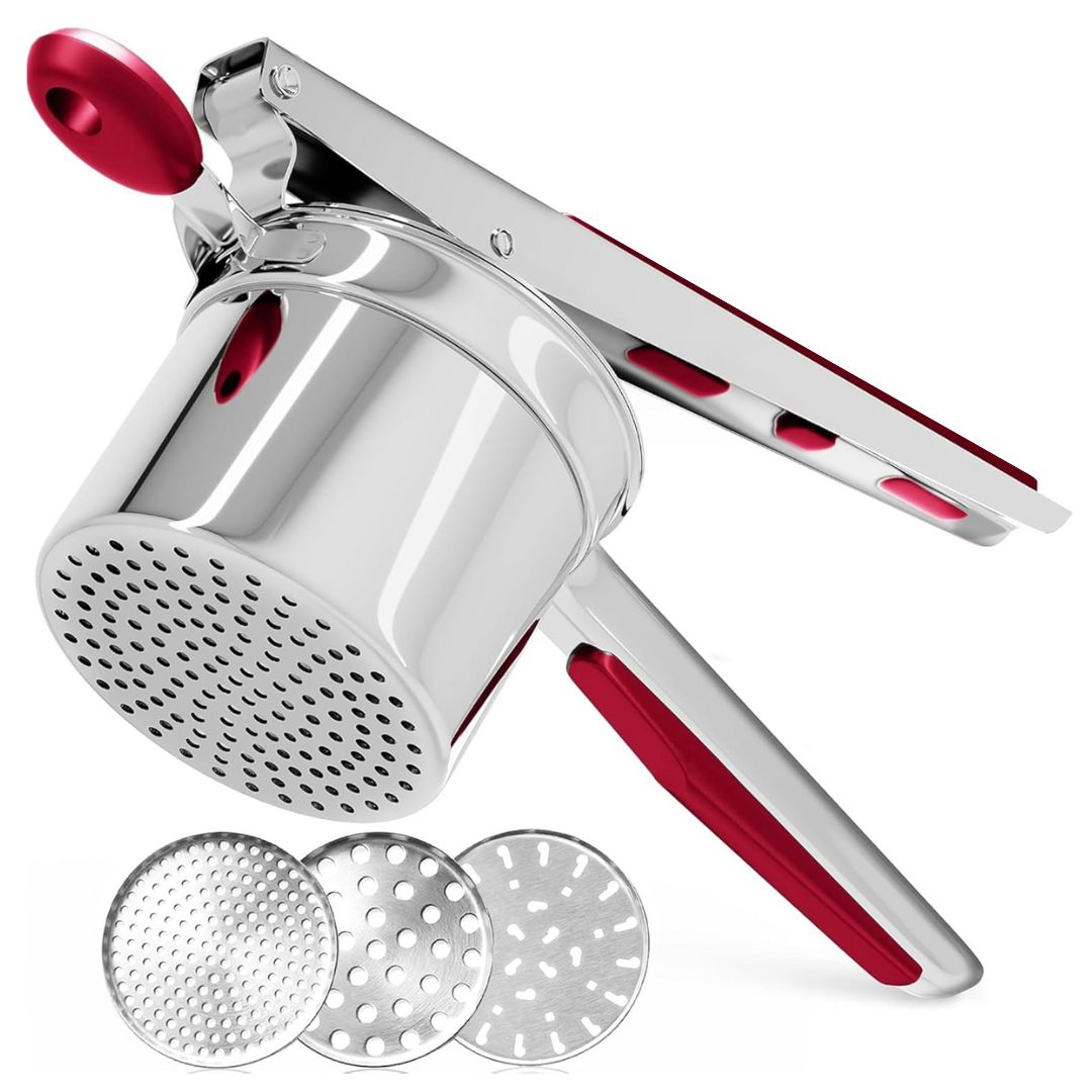 Food Ricer with Stainless Steel Construction and Interchangeable Discs for Mashed Potatoes - Image 2