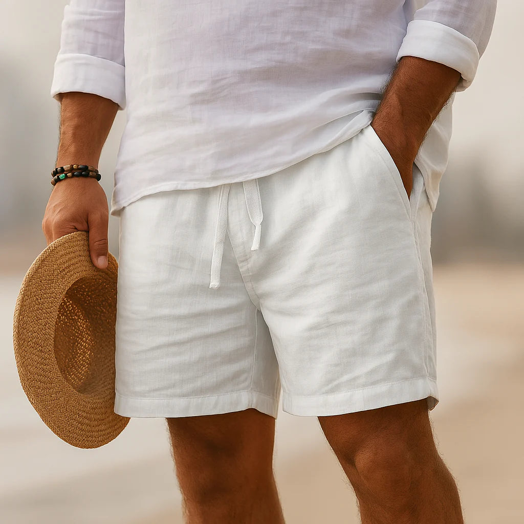 Gabriele | Pantaloncini Uomo Lino Estivi Bianco