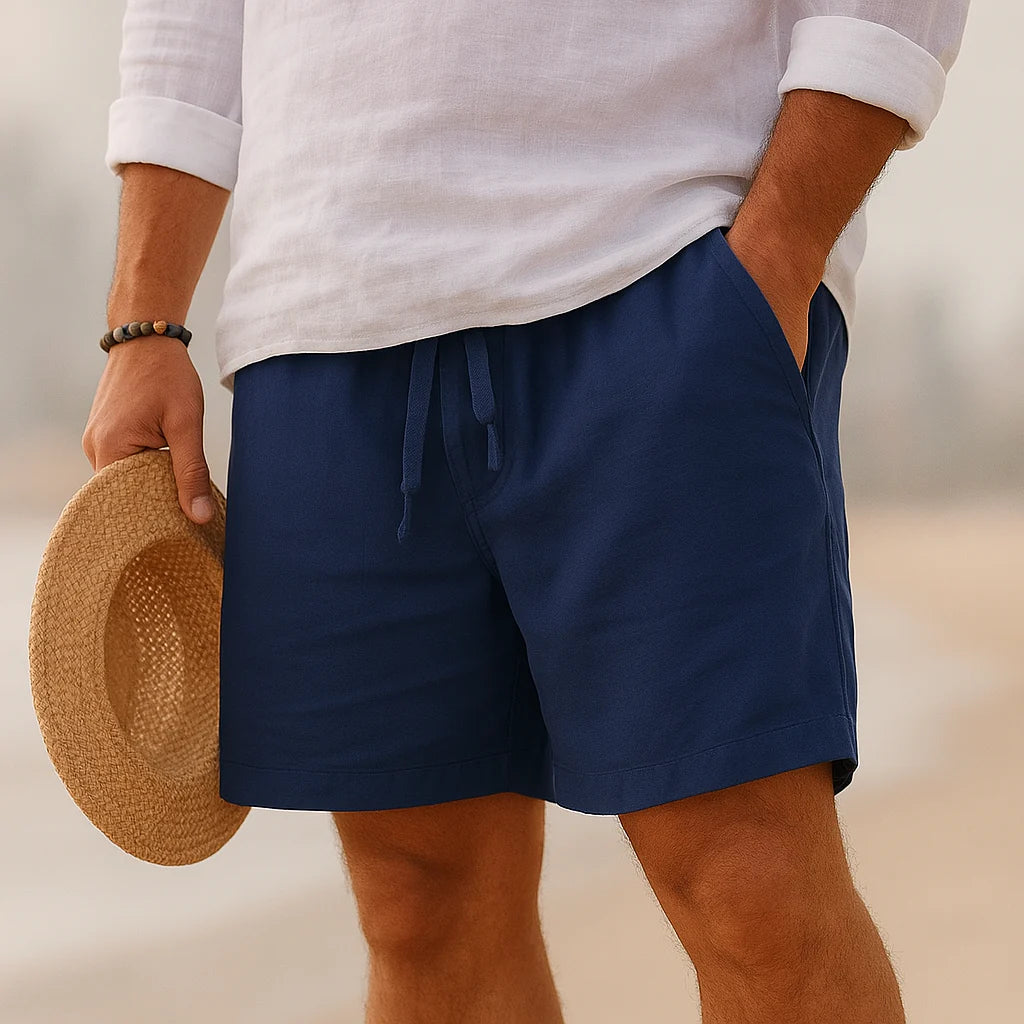 Gabriele | Pantaloncini Uomo Lino Estivi Blu Navy