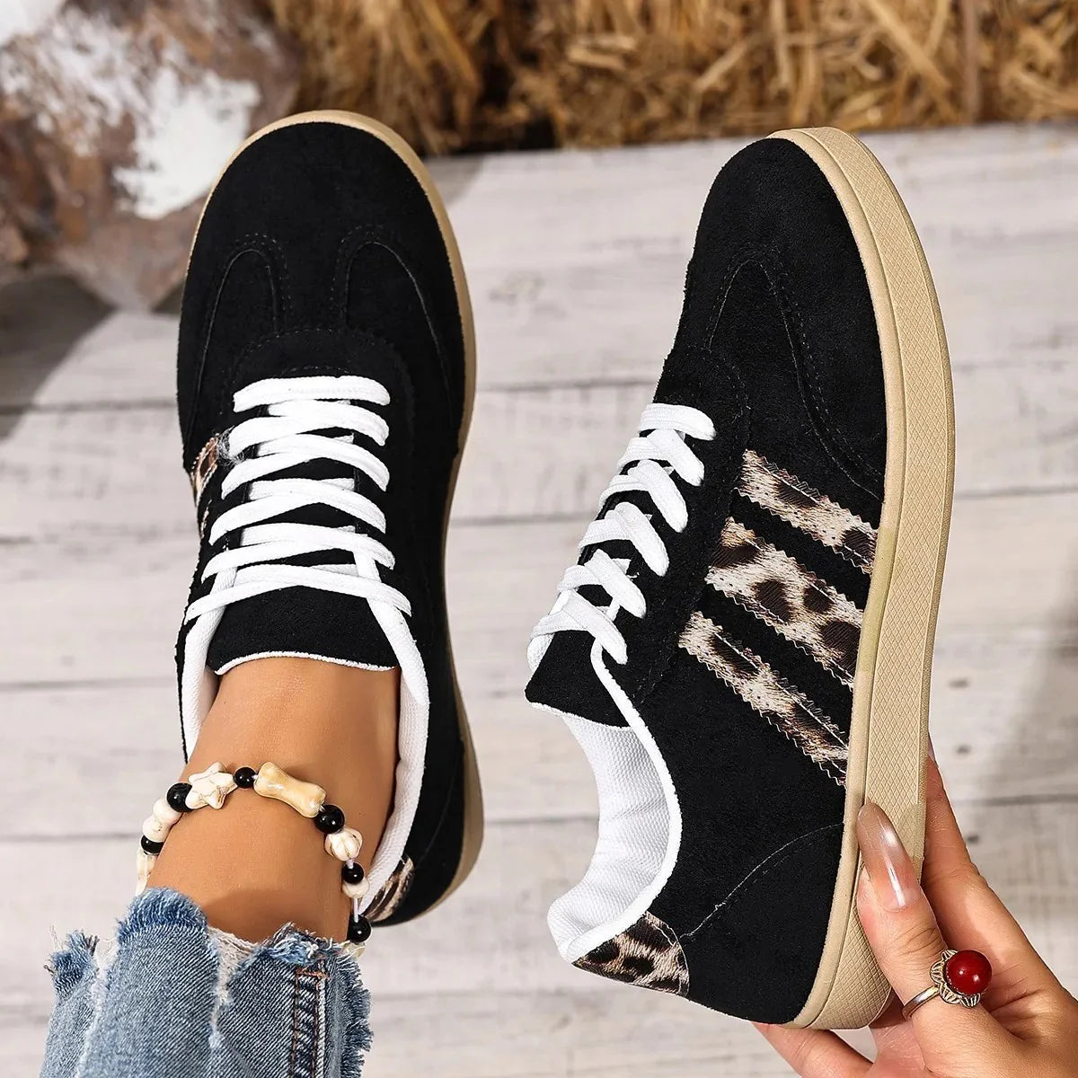 Gaia | Sneakers Donna Dettaglio Animalier Nero