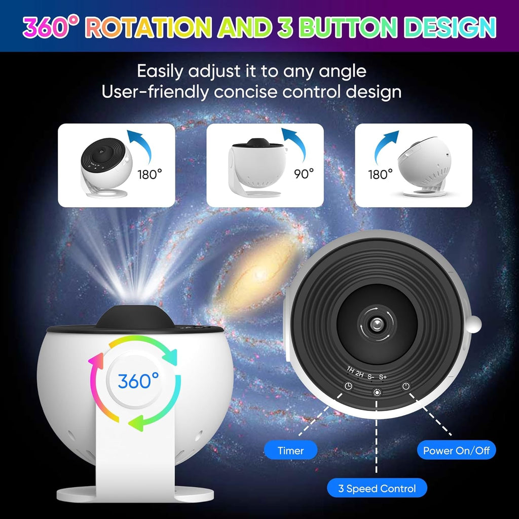 Galaxy Projector with Rotating Star Ceiling Projection and Adjustable Stand - Image 3