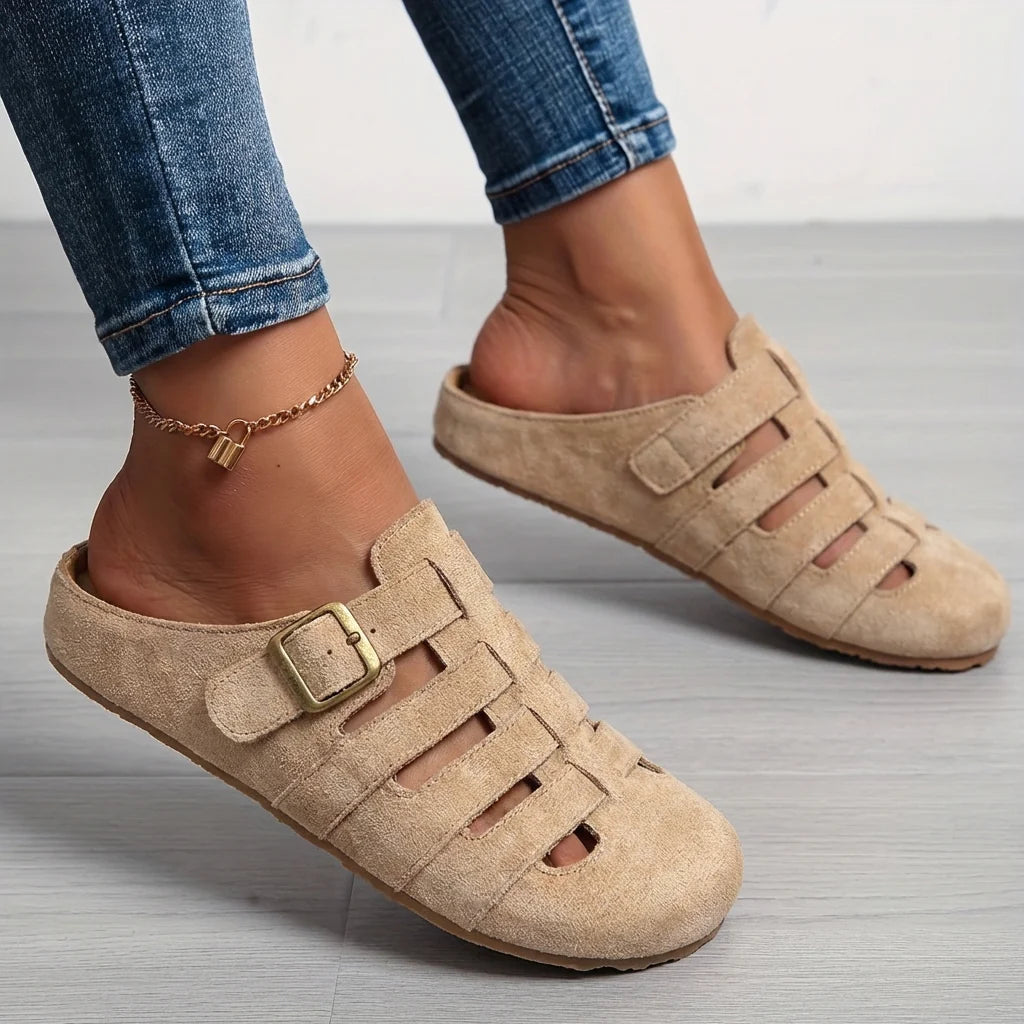 Ginevra | Donna Zoccoli Sabot Punta Chiusa Fibbia Slip-On Kaki