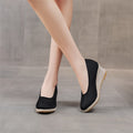 Ginevra | Sandali con Plateau Estivi da Donna Zeppa Lino Nero