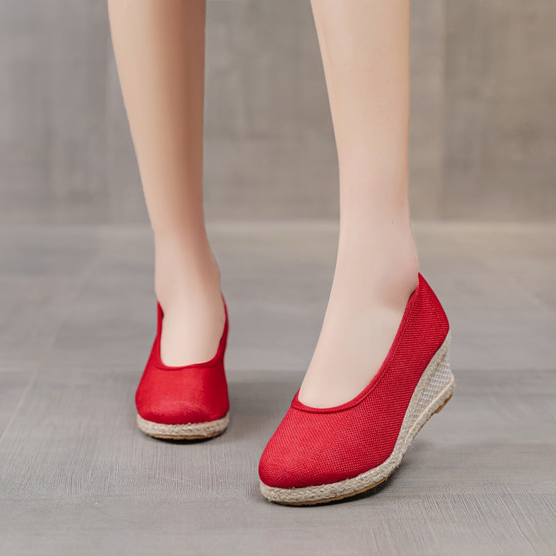 Ginevra | Sandali con Plateau Estivi da Donna Zeppa Lino Rosso
