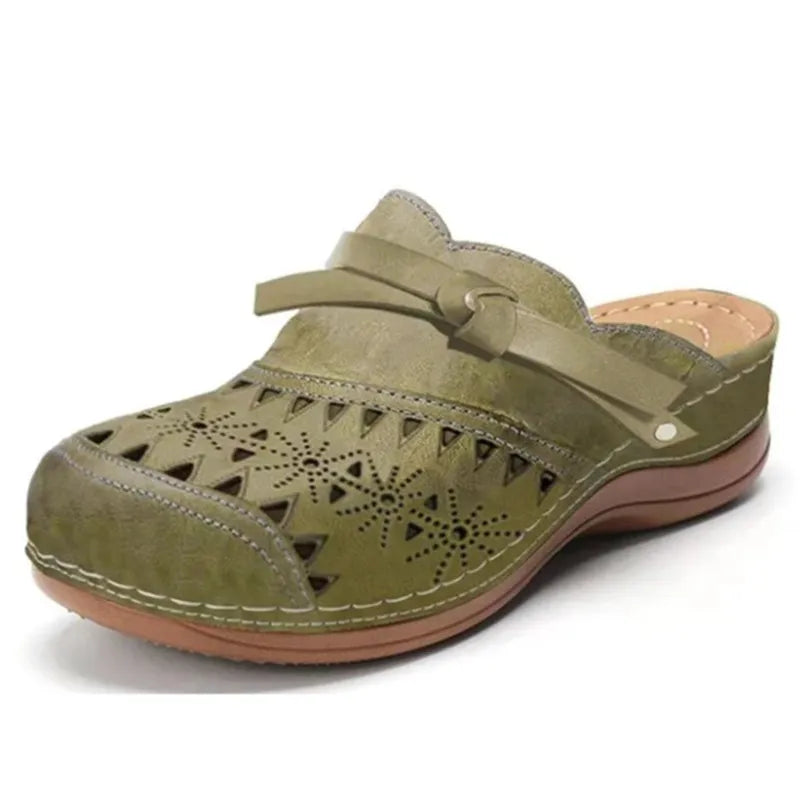 Ginevra | Zoccoli Donna Traforati Verde Militare