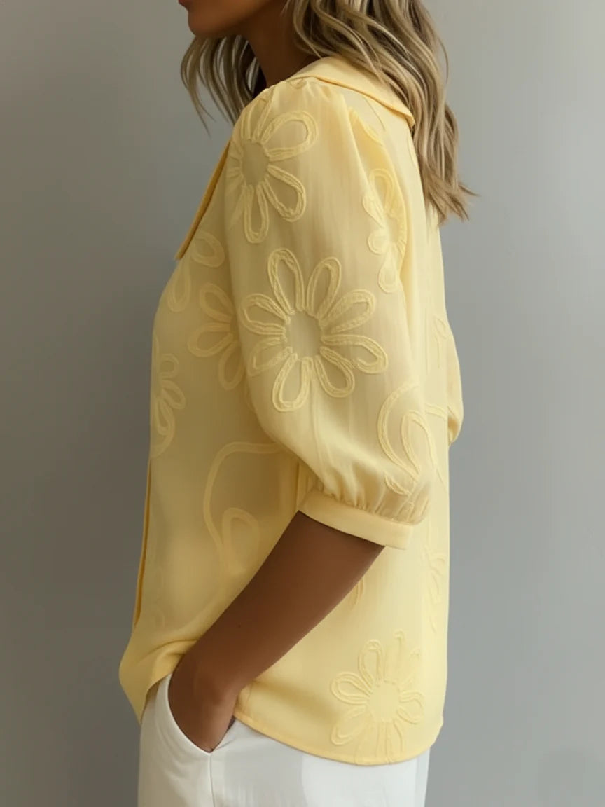 Giorgia | Camicia Donna Ricamo Floreale Colletto