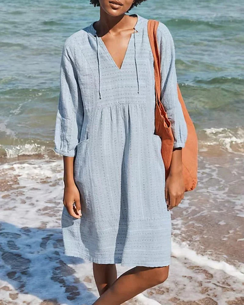 Giorgia | Donna Abito Tunica Scollo V Cappuccio Blu