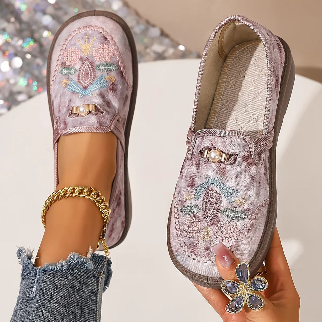 Giorgia | Loafers Donna Ricamati Perla Rosa