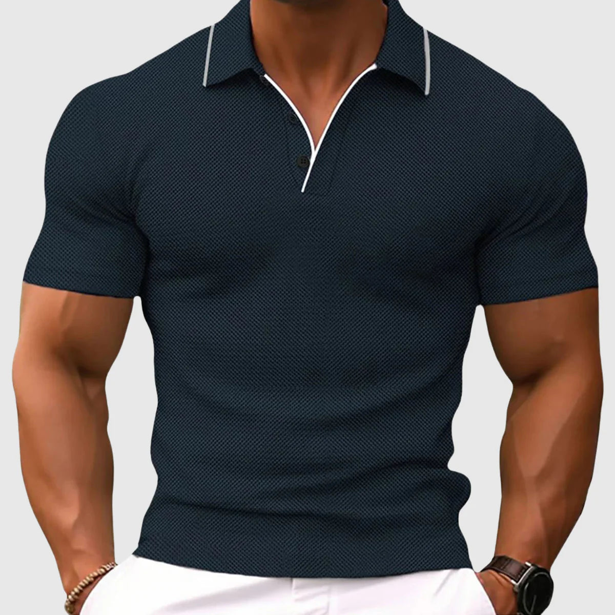 Giovanni | Polo Uomo Maglia Lavorata Maniche Corte Blu Scuro