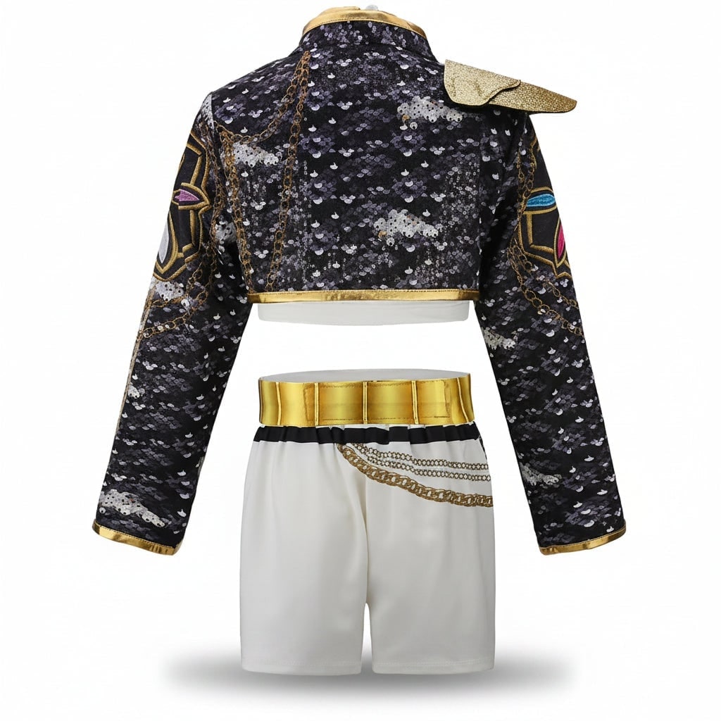 Girls' Halloween Belly Dance Costume Two Piece Sequined Crop Top and A-Line Skirt Set - Image 5
