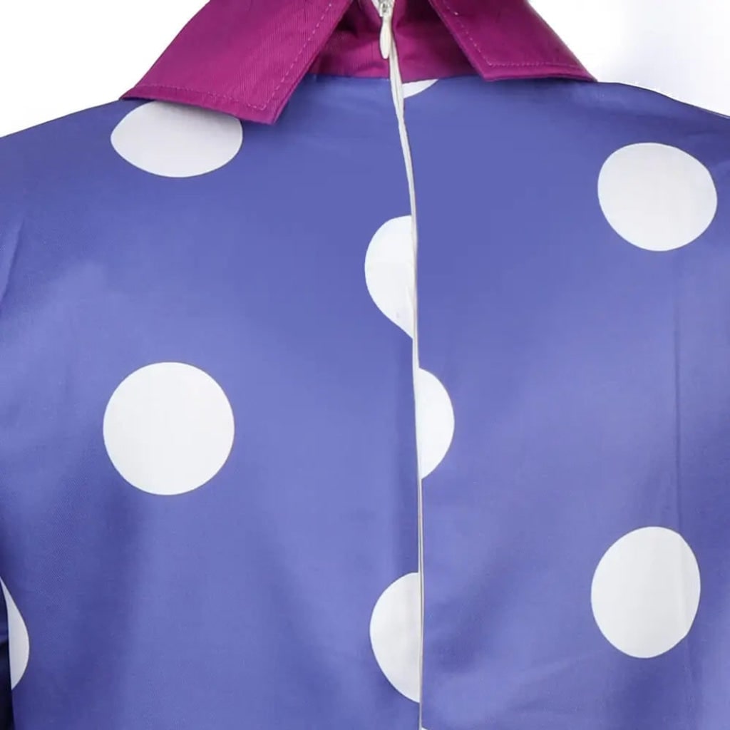 Girls' Halloween Character Costume Set with Purple Polka Dot Dress Teal and Tights - Image 4
