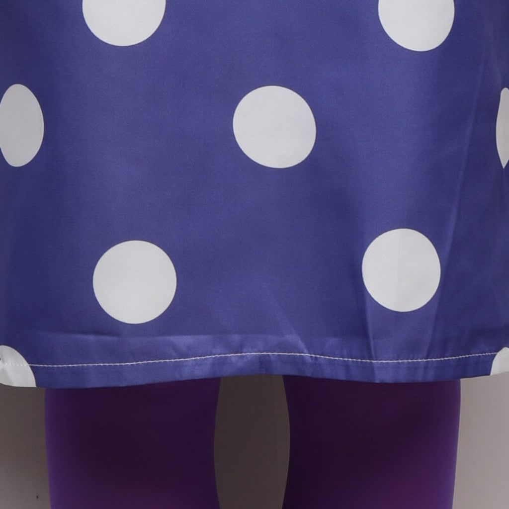Girls' Halloween Character Costume Set with Purple Polka Dot Dress Teal and Tights - Image 5